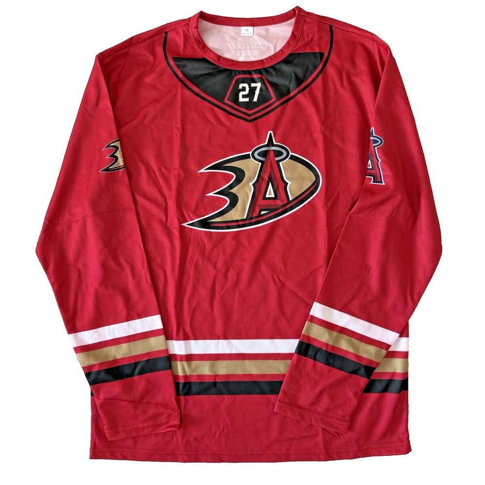 New Mike Trout Hockey Jersey #27 Los Angeles Angels XL Baseball &  Anaheim Ducks